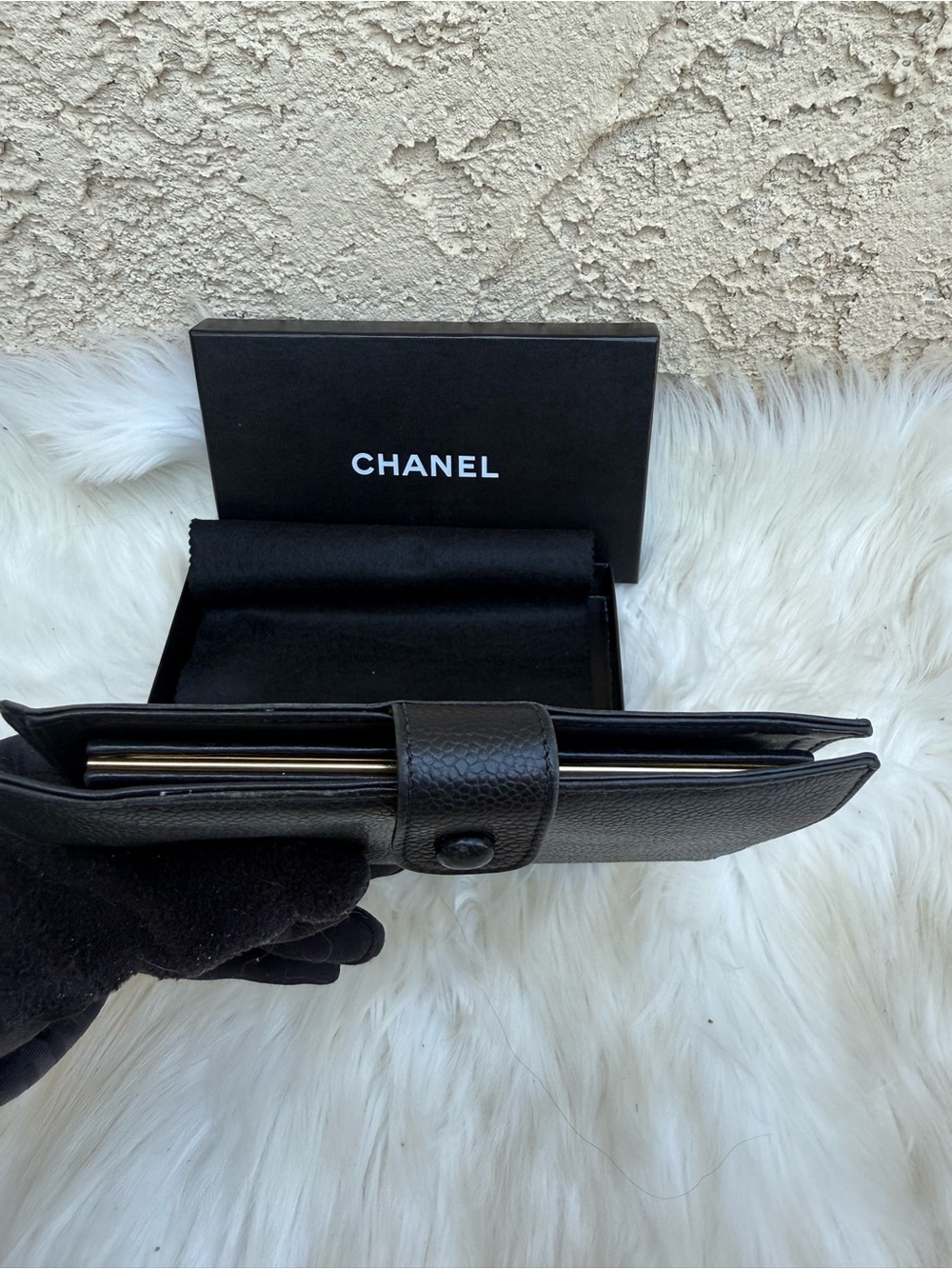 CHANEL Black Caviar Leather long Wallet with Embossed CC/ gift box - Picture 4 of 13